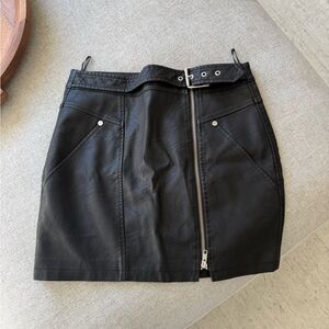 Obey Black faux leather mini skirt